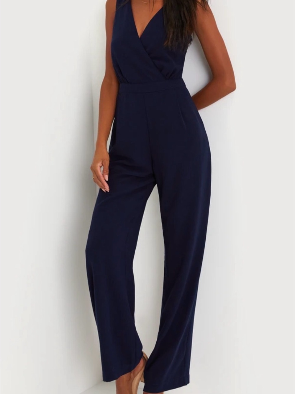 Lulu’s Kiska Navy Lace Wide-Leg Jumpsuit